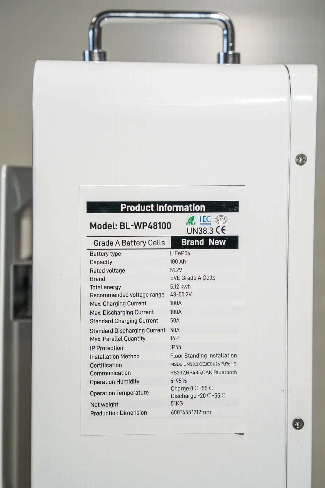 Baterie LiFePO4 48V (51.2V) 100Ah, 5.12 kWh Stocare Rezidențială Solarescu BL-WP48100, Celule EVE Grade A, Smart BMS JK 150A - poza 14