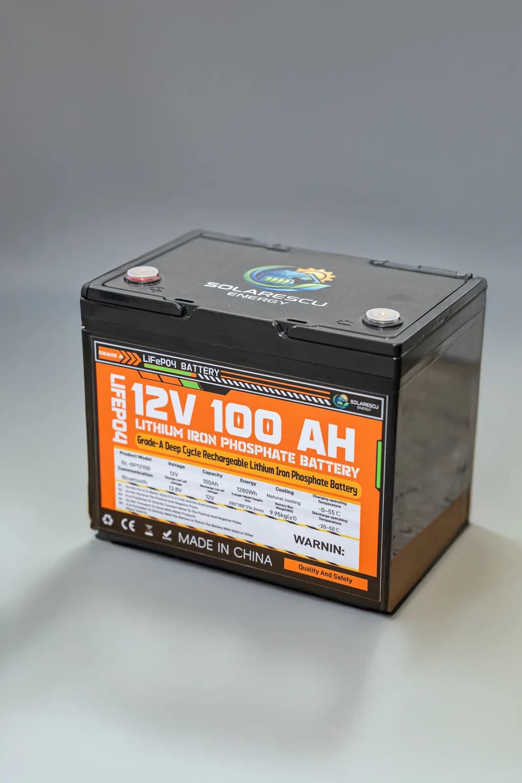 Baterie LiFePO4 Solarescu BL-BP12100 12V (12.8V) 100Ah, 1.28 kWh, Celule EVE Grade A, Smart BMS JK cu Bluetooth - poza 12
