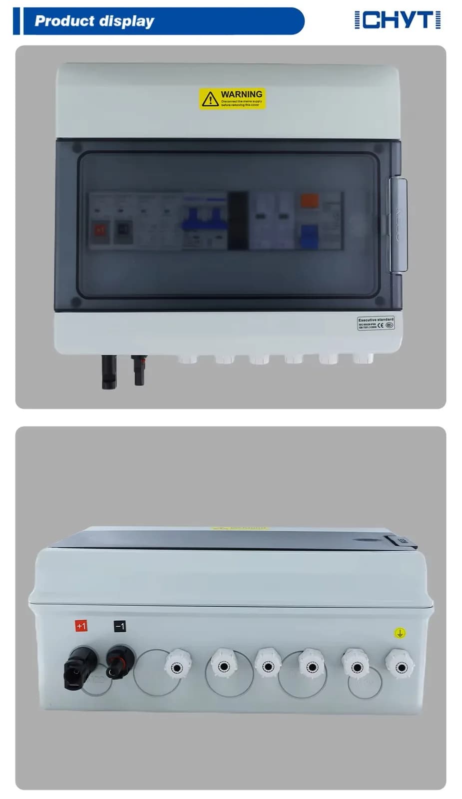 Cutie combinatoare fotovoltaică DC+AC, IP65 (1 intrare / 1 ieșire, 600V DC, 63A AC) - poza 4