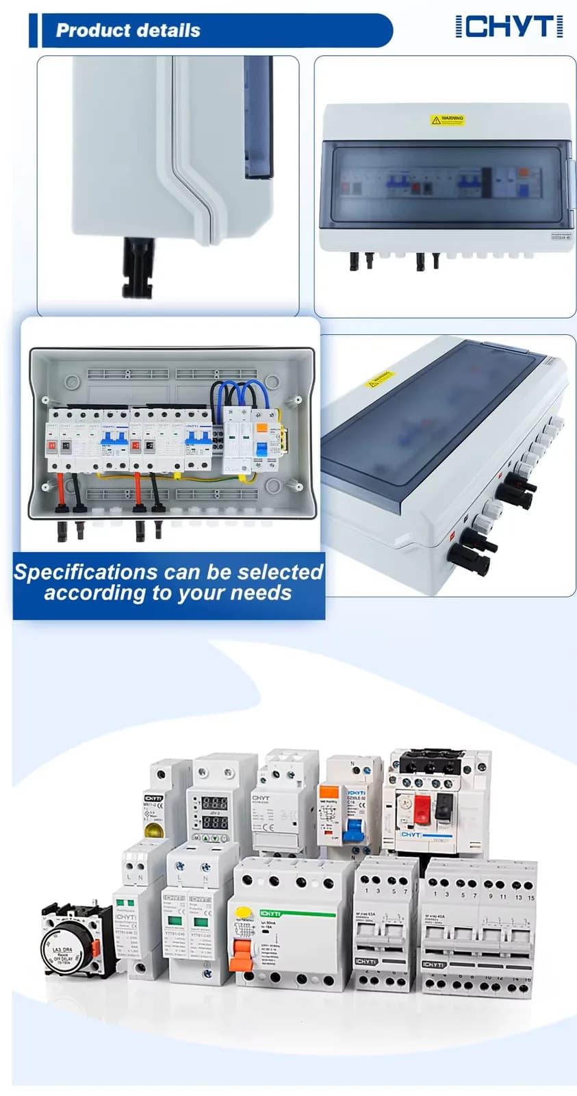 Cutie combinatoare fotovoltaică DC+AC, IP65 (2 intrări / 1 ieșiri), 600V DC, 63A AC) - poza 4
