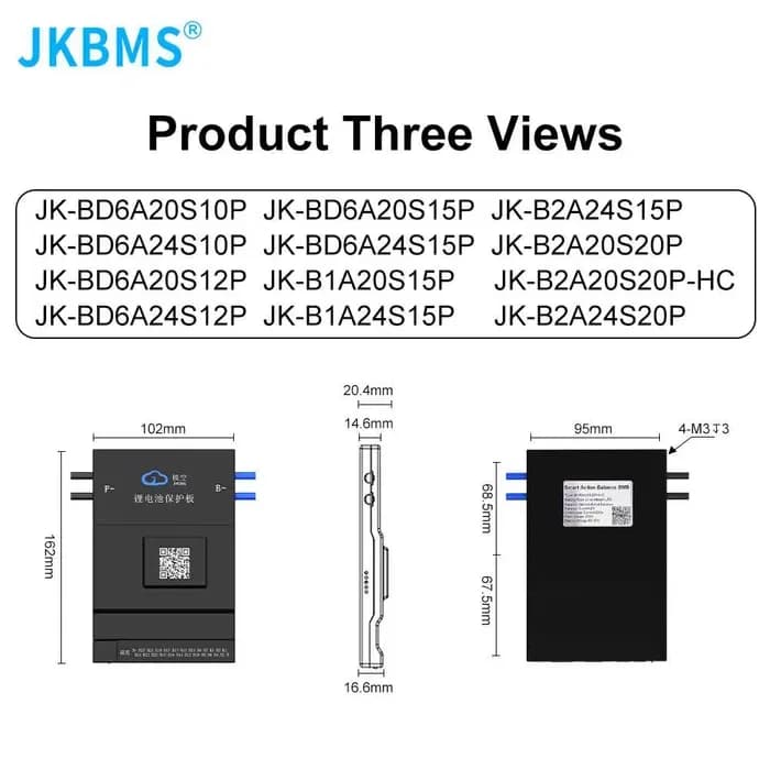 Smart BMS JK BD6A20S10P 8S-20S (24V-60V), Curent 100A (Vârf 200A), Balansare Activă 0.6A, Bluetooth - poza 2