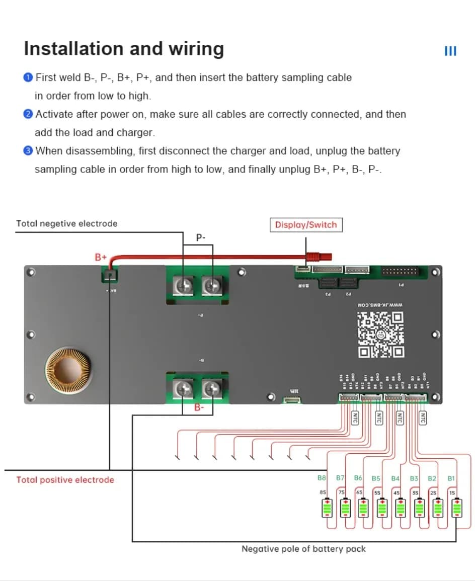 Smart BMS JK Invertor PB1A16S15P V19 8S-16S (48V), Curent 150A (Vârf 300A), Balansare Activă 1A, CAN / RS485 / Bluetooth - poza 6