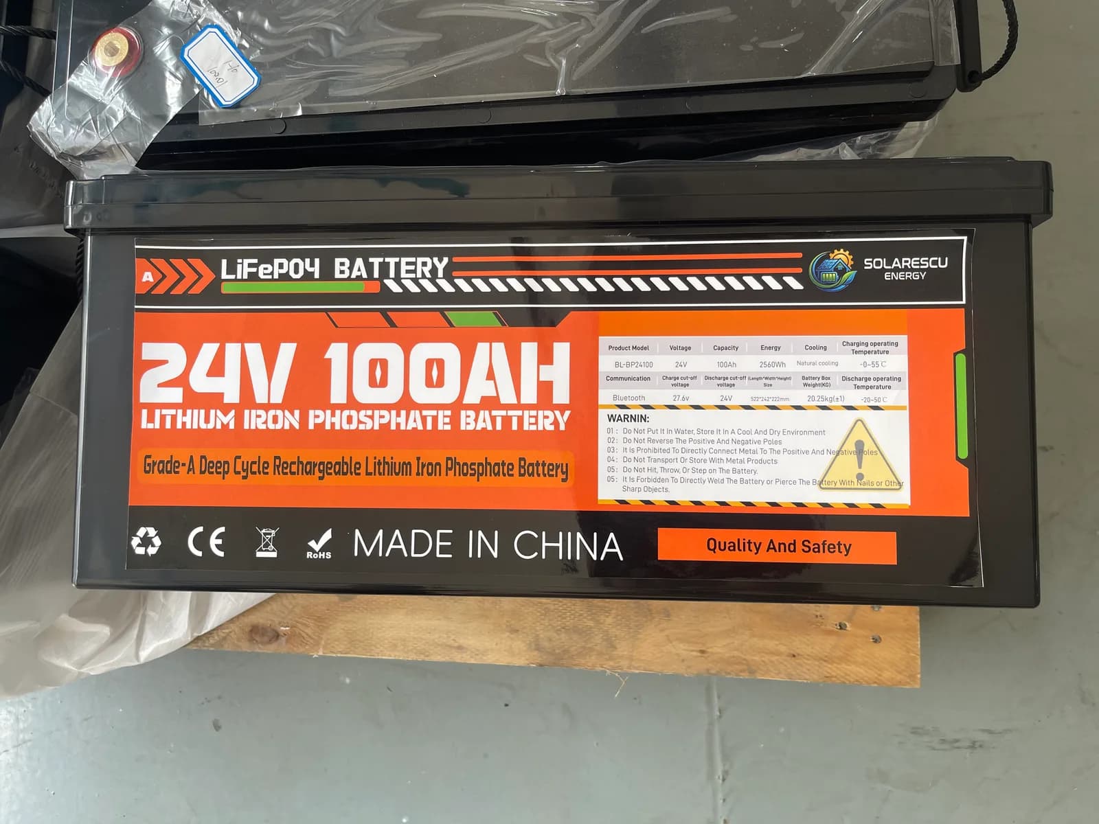 Baterie LiFePO4 Solarescu BL-BP24100 24V (25.6V) 100Ah, 2.56 kWh, Celule EVE Grade A, Smart BMS JK cu Bluetooth